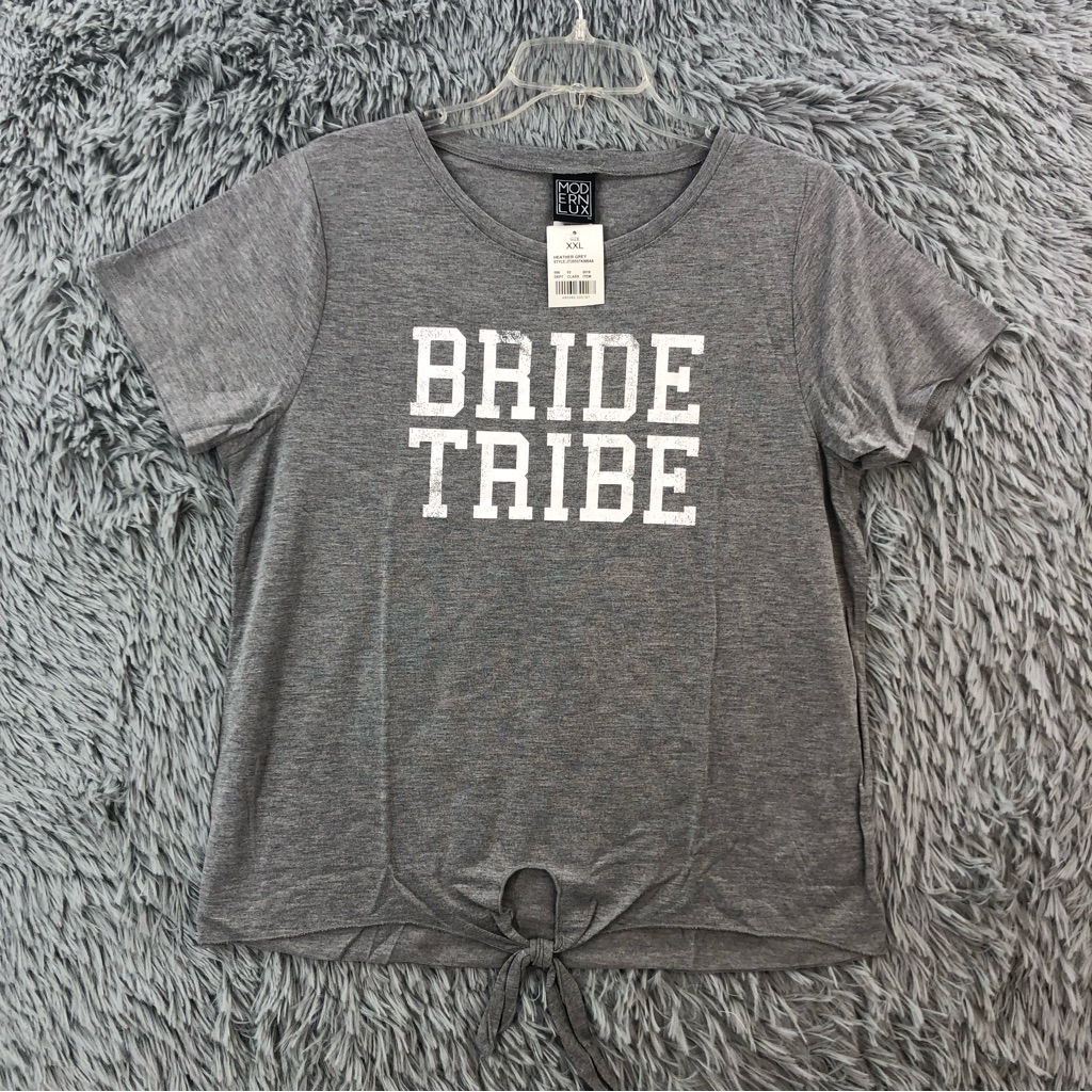 Modern Lux Womens Xxl Bride Tribe Tie Knot Hem Wedding Tshirt Bridesmaids Nwt